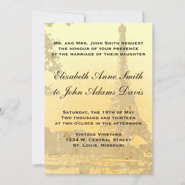 Faire-part de mariage Vintage Paris (Devant)