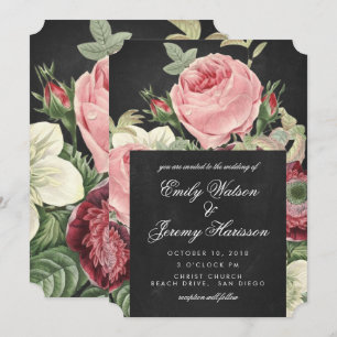 Faire-part de mariage vintage Rose Pink Chalkboard
