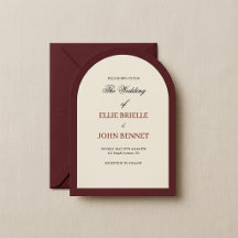 Faire-part de mariage vintage rouge et neutre