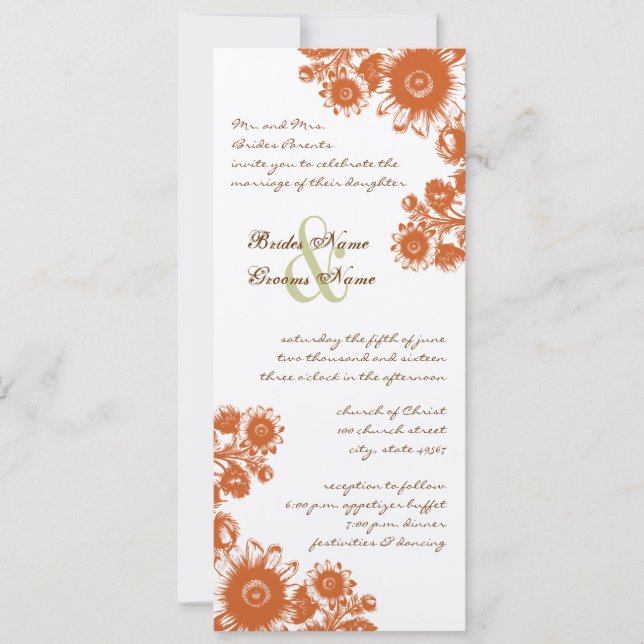 Faire-part de mariage Vintage Russet Orange (Devant)