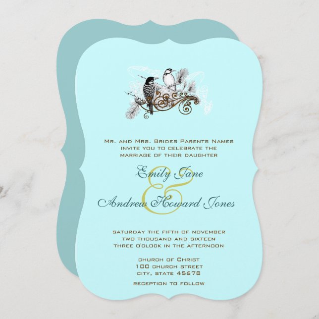 Faire-part de mariage Vintages bleus (Devant / Derrière)