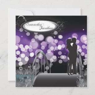 Faire-part de mariage violet de monogramme de coup