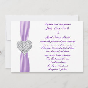 Faire-part de mariage violet du coeur diamant