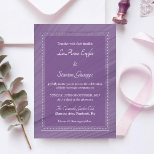 Faire-part de mariage violet élégant   Cadre point
