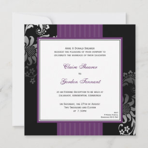 Faire-part de mariage violet et noir - violet