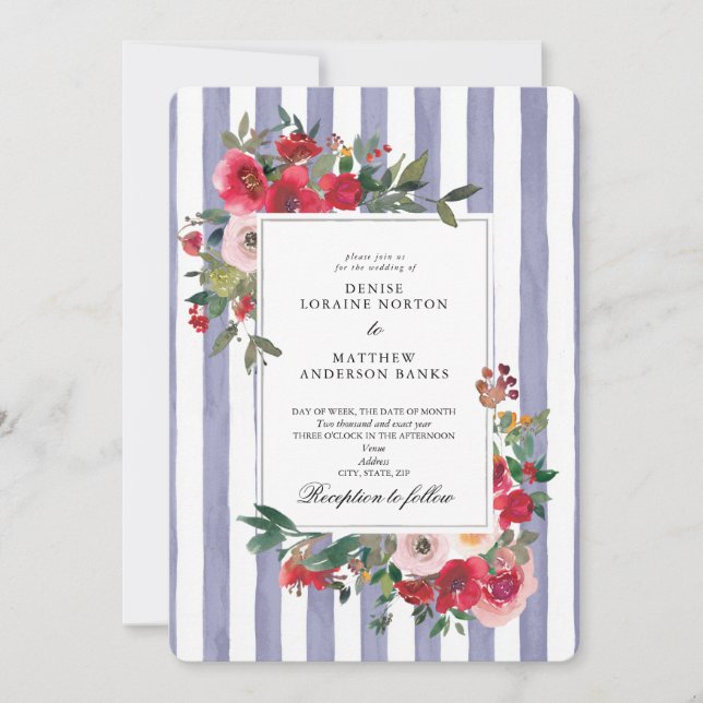 Faire-part de mariage Violet Persan (Devant)