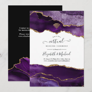 Faire-part de mariage virtuel Agate violet et or