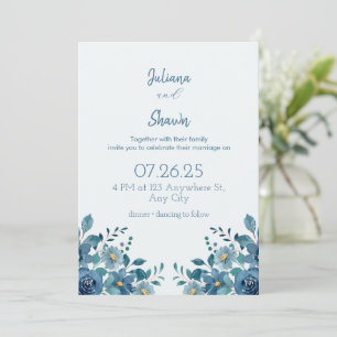 Faire-part de mariage virtuel bleu moderne