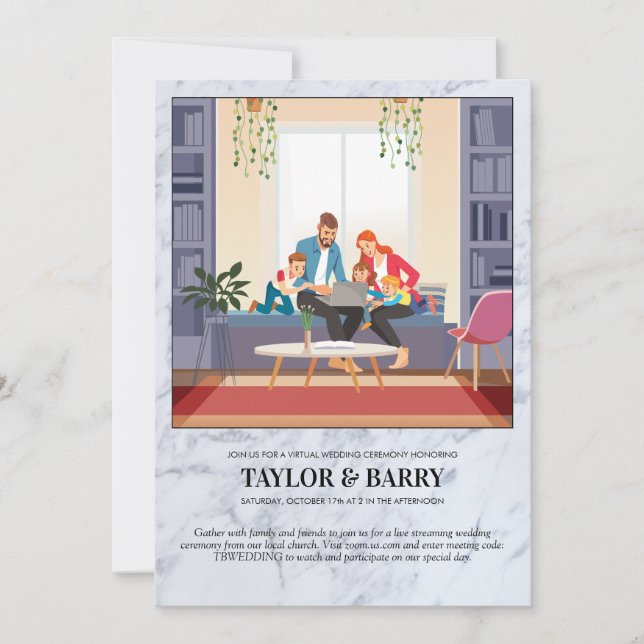 Faire-part de mariage virtuel en marbre (Devant)