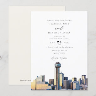 Faire-part de mariage Watercolor Dallas Texas Skyl
