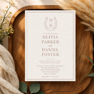 Faire-Part de Mariage Western Country Brun Monogra