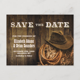 Faire-part de mariage western en bois rustique