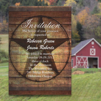 faire-part de mariage western en bois rustique éto