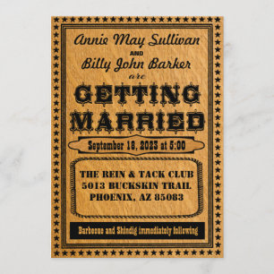 Faire-part de mariage western typographie vintage