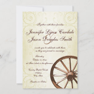 Faire-part de mariage Western Wagon Wheel