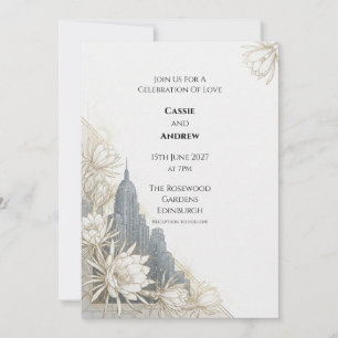 Faire-part de mariage White Lotus Art Déco City