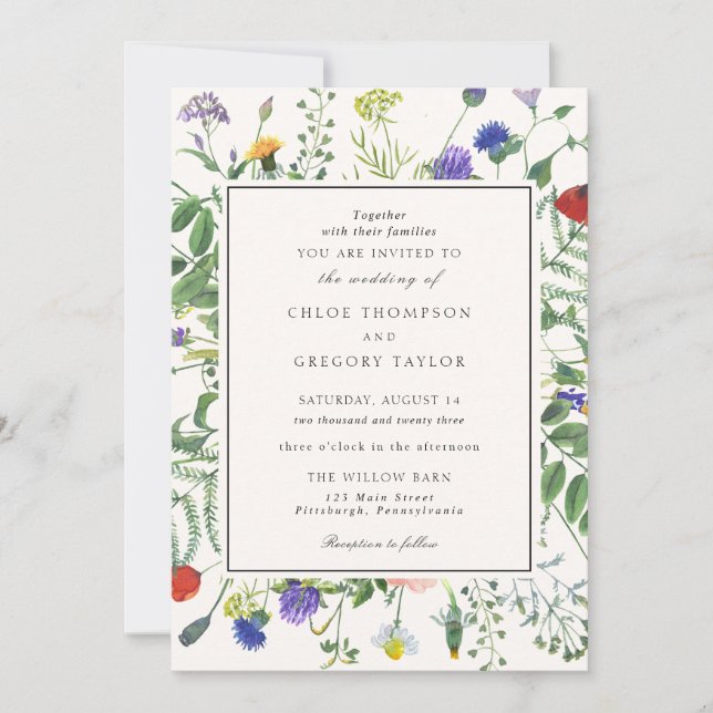 Faire-part de mariage Wildflower Fields (Devant)