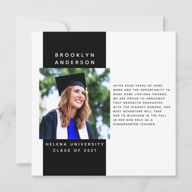 Faire-part de message de graduation photo moderne (Devant)