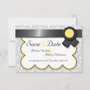 Faire-part de mise en garde de mariage jaune et gr