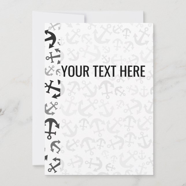 Faire-part de Motif d'Ancre de la Marine blanche n (Devant)