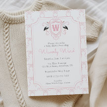 Faire-part de naissance à motif de cigogne rose aq
