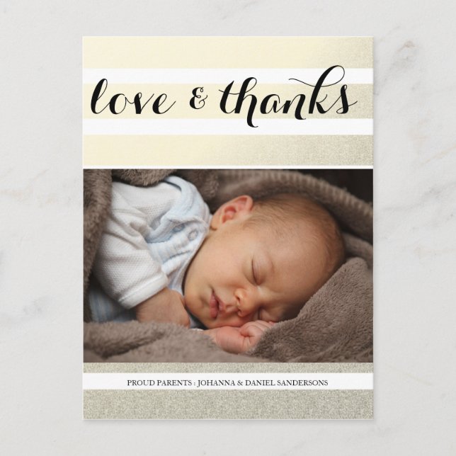 Faire-part de naissance Amour Remerciements Bandes (Devant)