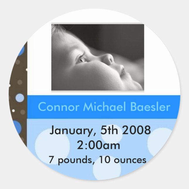 Faire-part de naissance autocollant GARY (Devant)