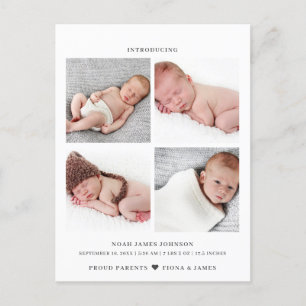 Faire-part de naissance avec grille de collage pho
