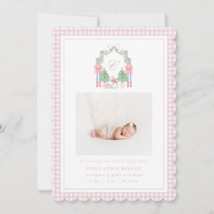 Faire-part de naissance avec monogramme et casse-n