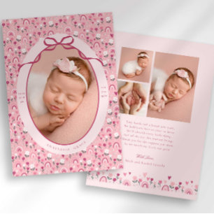 Faire-part de naissance avec nœud floral Ditsy Doo