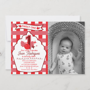 Faire-part de naissance avec photo à thème Gingham