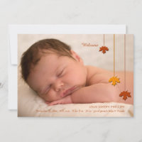 Faire-part de naissance avec photo de feuilles d'a