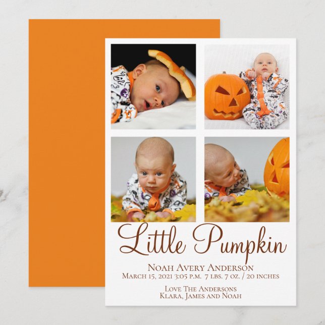 Faire-part de naissance avec photo de Thanksgiving (Devant / Derrière)