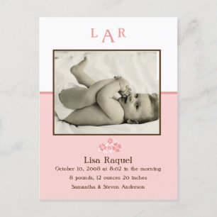 Faire-part de naissance avec photo et monogramme f