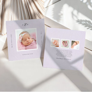 Faire-part de naissance avec photo et monogramme m
