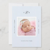 Faire-part de naissance avec photo et monogramme m