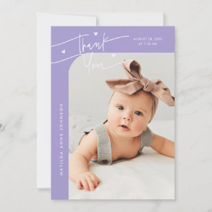 Faire-part de naissance avec photo violet cœur écr