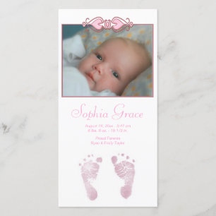 Faire-part de naissance Baby Girl Pink Footprints