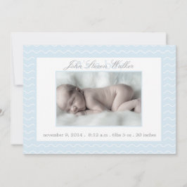 Faire-part de naissance bébé Chevron bleu et blanc