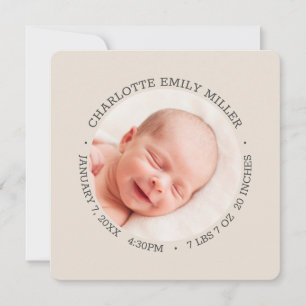 Faire-part de naissance bébé élégant moderne Carte