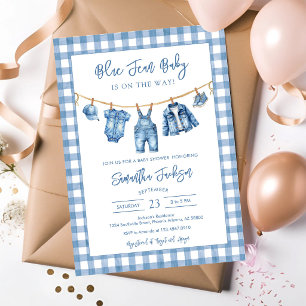 Faire-part de naissance bébé en denim de jean bleu