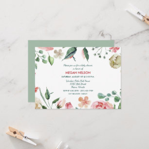 Faire-part de naissance bébé fille aquarelle flora