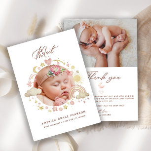 Faire-part de naissance Bébé fille Photo Merci 