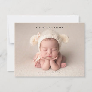 Faire-part de naissance bébé minimale