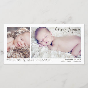 Faire-part de naissance bébé moderne à deux photos