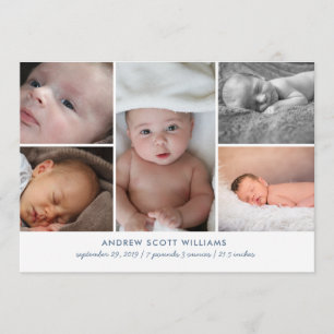 Faire-part de naissance bébé multiple photo modern