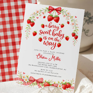 Faire-part de naissance bébé sucré aux fraises