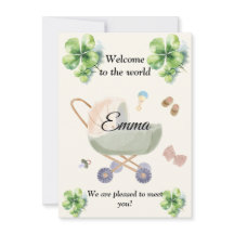 Faire-part de naissance bébé trèfle