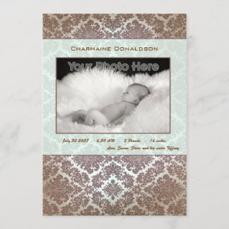 Faire-part de naissance bébé vert classique