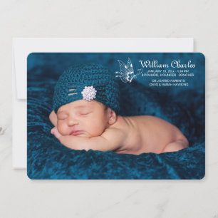 Faire-part de naissance blanc de photo de papillon